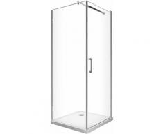 Giorgy - Duschkabine mit Flügeltür und feststehender seitlicher Wand aus gehärtetem 8 mm Glas,