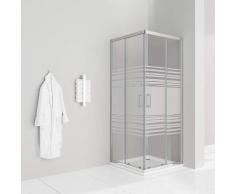 Teilsatinierte Duschkabine mit Schiebetüren Eckdusche mit Rollensystem aus ESG Glas 185cm Hoch DK77
