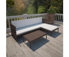Asupermall - 3-Tlg. Garten-Lounge-Set Mit Auflagen Poly Rattan Braun