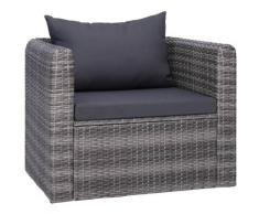 Gartenstuhl Mit Polster Und Kissen Poly Rattan Grau