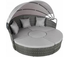 Tectake - Sonneninsel Rattan mit Aluminiumgestell und Sonnendach - Sonneninsel, Gartenliege,