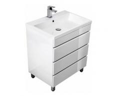Stand-Waschtisch KASSANDRA-02 Hochglanz weiß 70cm Waschbecken B x T x H ca. 70 x 83,5-85,5 x 48 cm