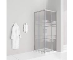 Teilsatinierte Duschkabine mit Schiebetüren Eckdusche mit Rollensystem aus ESG Glas 190cm Hoch DK77