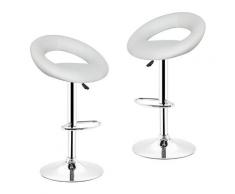 Barhocker 360° frei drehbar höhenverstellbar mit Fußstütze für Küche | Weiß | 2er-Set