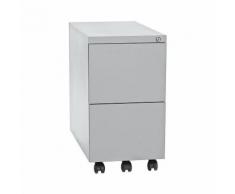 Rollcontainer, Stahl - 2 Hängeregistraturen - Tiefe 790 mm, lichtgrau - Quipo