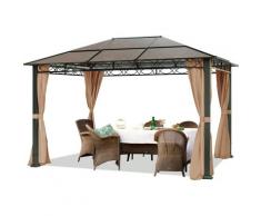 Gartenpavillon 3x4 m wasserdicht ALU DELUXE Pavillon mit 4 Seitenteilen Partyzelt in taupe
