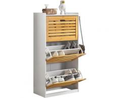 Sobuy - FSR108-WN Schuhschrank mit 3 Klappen Schuhregal mit 2 Hacken Schuhkipper mit 6