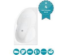 Calmwaters® Raumsparende Eckbadewanne 150x100 cm mit Sitz, Acrylwanne Curved asymmetrisch,