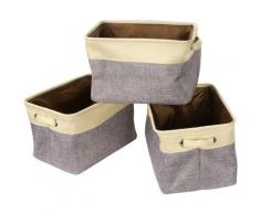 Aufbewahrungsbox aus Leinen mit Griffen, Regalkorb 3er Set, Boxen Aufbewahrung,Faltbox Regalkisten