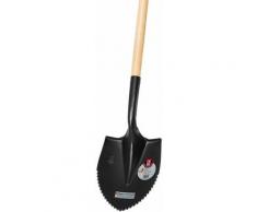 Spatenschaufel klein mit Wellenschliff schwarz pulverbeschichtet Eschen-Langstiel 120 cm