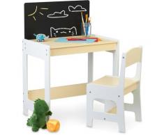 Relaxdays - Kindersitzgruppe, Tisch & Stuhl, Kindertisch mit Tafel, zum Malen & Basteln,