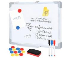 Magnetisches Whiteboard 90x60cm Magnettafel mit Aluminiumrahmen und Stifteablage 12 farbigen