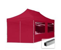 3x6 m Faltpavillon TOOLPORT, ECONOMY Alu 32mm, Seitenteile mit Panoramafenstern, rot - rot