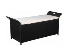 Truhenbank Mit Polster 138 Cm Poly Rattan Schwarz