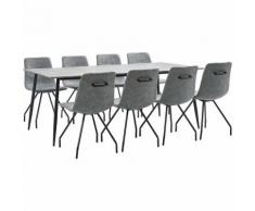 9-tlg. Essgruppe Dunkelgrau Kunstleder