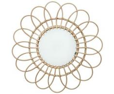 Dekorativer Rattan-Wandspiegel für Wohnzimmer, Schlafzimmer, Flur, Wohnkultur (Blume)
