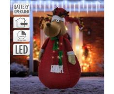 Ecd Germany led Rentier xxl 140 cm, aus Stoff, Beleuchtete mit 10 LEDs, Gartenfigur mit Schal Mütze