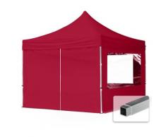 3x3 m Faltpavillon TOOLPORT, ECONOMY Alu 32mm, Seitenteile mit Panoramafenster, rot