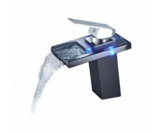 Auralum Waschtisch-Armatur mit Auslauf aus Glas, mit Wasserfall-Effekt, modernes Design
