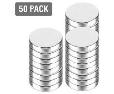 50x Neodym Magnete für Magnettafel Pin Stark Super N48 Ø10x2mm Scheiben - Silber - Tolletour