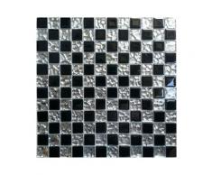 m2 Glas Mosaik Fliesen Matte in Silber und Schwarz (MT0007 m2)