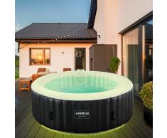 Arebos - In-Outdoor Whirlpool Spa Pool Wellness Massage aufblasbar rund mit LED - Schwarz