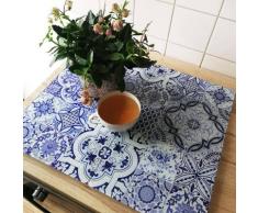 Hygienische Arbeitsplatte Küche Herdabdeckplatte Glasabdeckplatte Portugal (60x52cm) - Vintage Blau