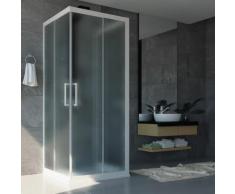 3-seitige Duschkabine in PVC 70x75x70 CM H190 Satiniert Chinchilla mod. Lite weißes Profil
