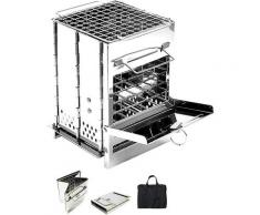 Tragbarer Klappbarer Edelstahl Holzofen Grill Grill Kohlenbecken 20 * 20 * 27 cm / 14 * 14 * 21 cm