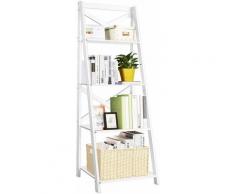 Costway - Leiterregal 4-stufig, Buecherregal aus Holz, Standregal, Treppenregal, Eckregal,