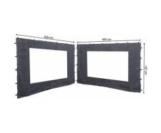 2 Seitenteile mit PE Fenster 300/400x197cm für Rank Pavillon 3x4m Seitenwand Anthrazit RAL 7012