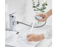Auralum Wasserhahn fürs Bad mit herausziehbare Brause | Mischbatterie für Waschtisch und Badezimmer