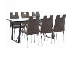 7-tlg. Essgruppe Braun Kunstleder