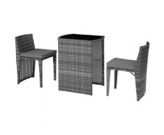 Tectake - Aluminium Rattanset Bistro Hamburg - Gartenlounge, Terrassenmöbel, Rattan Lounge - grau