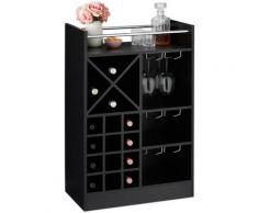 Weinregal mit Glashalter, 22 Flaschen, freistehend, Wein und Sekt, Hausbar HxBxT: 96 x 63 x 35 cm,