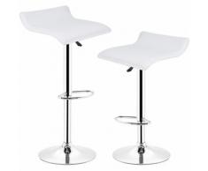 Wyctin - 2 Barhocker höhenverstellbar mit Fußstütze und Rückenlehne für Küche Weiß