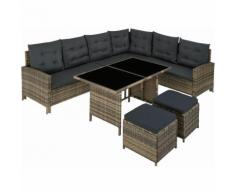 Rattan Lounge Barletta, Variante 2 - Loungemöbel, Gartenmöbel, Gartengarnitur - natur