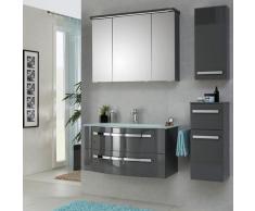 Lomadox - Badezimmermöbel Set mit 92cm Glaswaschtisch FES-4005-66 steingrau lackiert, B/H/T:
