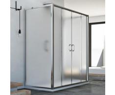 Replay Trio 2 Türen 3-seitige Duschkabine 75x180x75 CM H185 Strukturglas