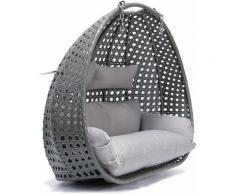 Polyrattan Hängesessel twin grau - Korb + Kissen i Hängestuhl, Hängekorb, Gartenliege - Home Deluxe