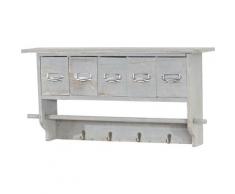 HHG - Küchenregal 355, Haushaltsregal Regal, Vintage mit 5 Schubladen 32x65x13cm ~ Shabby Look, grau