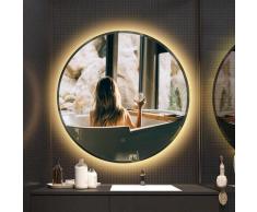 Yongqing - led Badspiegel Rund 80cm Wandspiegel Badezimmerspiegel Anti-Fog für Badezimmer