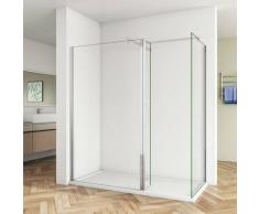 B:120 x T:110 x H:200cm Walk in Duschwand 8mm NANO ESG Glas Duschkabine +2 x Stabilisierungs