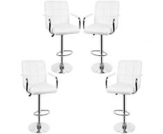 4er-Set Barhocker aus Kunstleder. Höhenverstellbar. 360° frei drehbar .Weiß