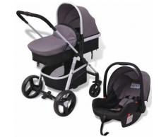 Vidaxl - 3-in-1 Kinderwagen Aluminium Grau Schwarz - Grau