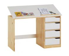 Kinderschreibtisch emma aus Kiefer massiv in natur/weiß, neigungsverstellbar