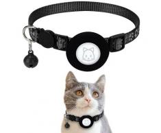 Reflektierendes Airtag-Katzenhalsband Breakaway mit GPS-Halter, Sicherheitsschnalle und Glocke für
