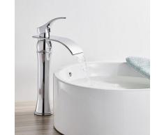 Wasserhahn Bad Wasserfall Waschtischarmatur Hoch Wasserhahn Bad aus Messing Chrom Armatur