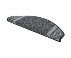 Stufenmatten Treppenmatten Grau 15er Set Treppenschutz halbrund 30x65 cm - Grau-Anthrazit
