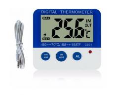 Digitales Kühlschrank-Thermometer mit Alarm und Max.-Min.-Temperatur. Leicht ablesbares
